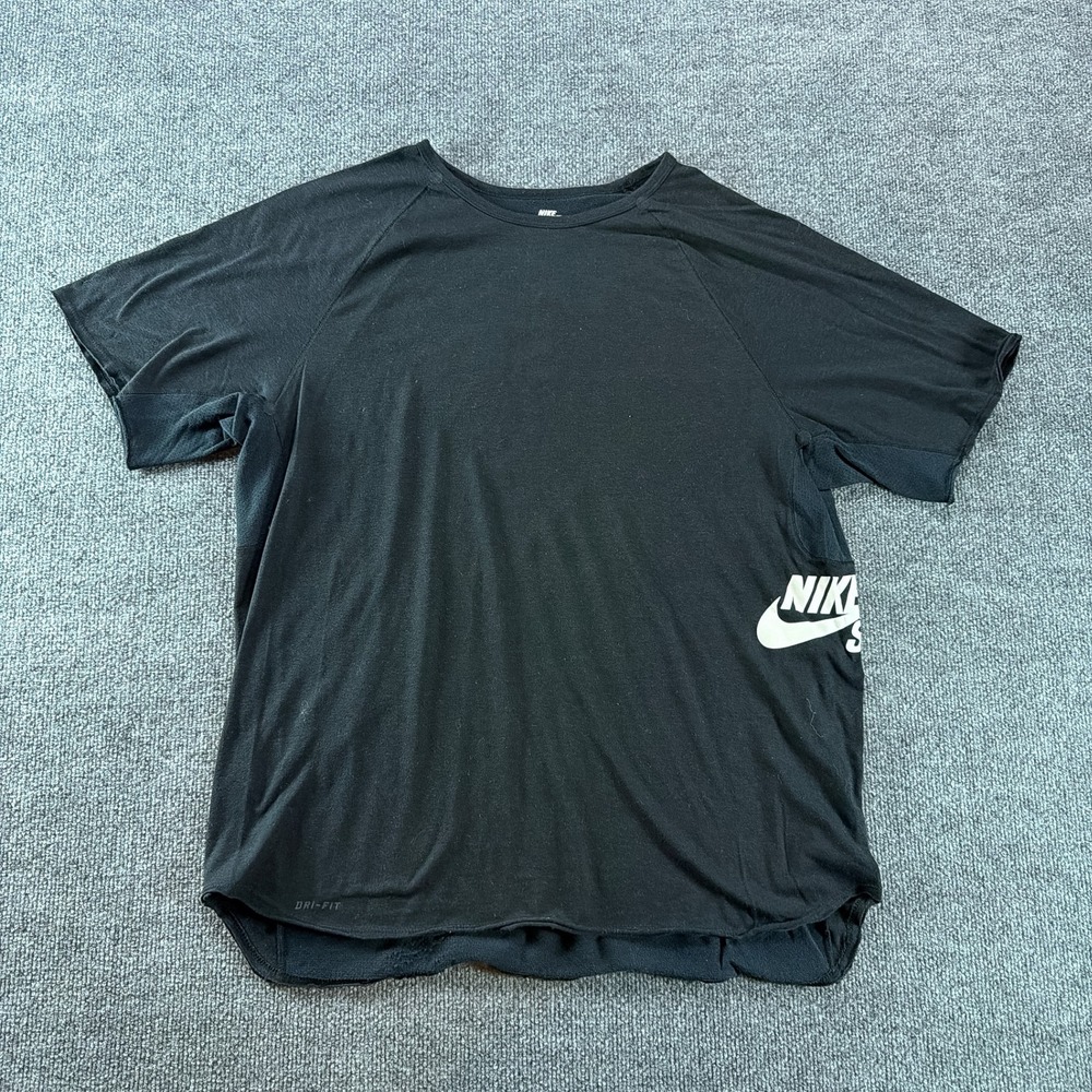 Nike SB Dri-FIT Skateboard T-Shirt Mens XXL Black Mesh Raglan Short Sleeve Logo